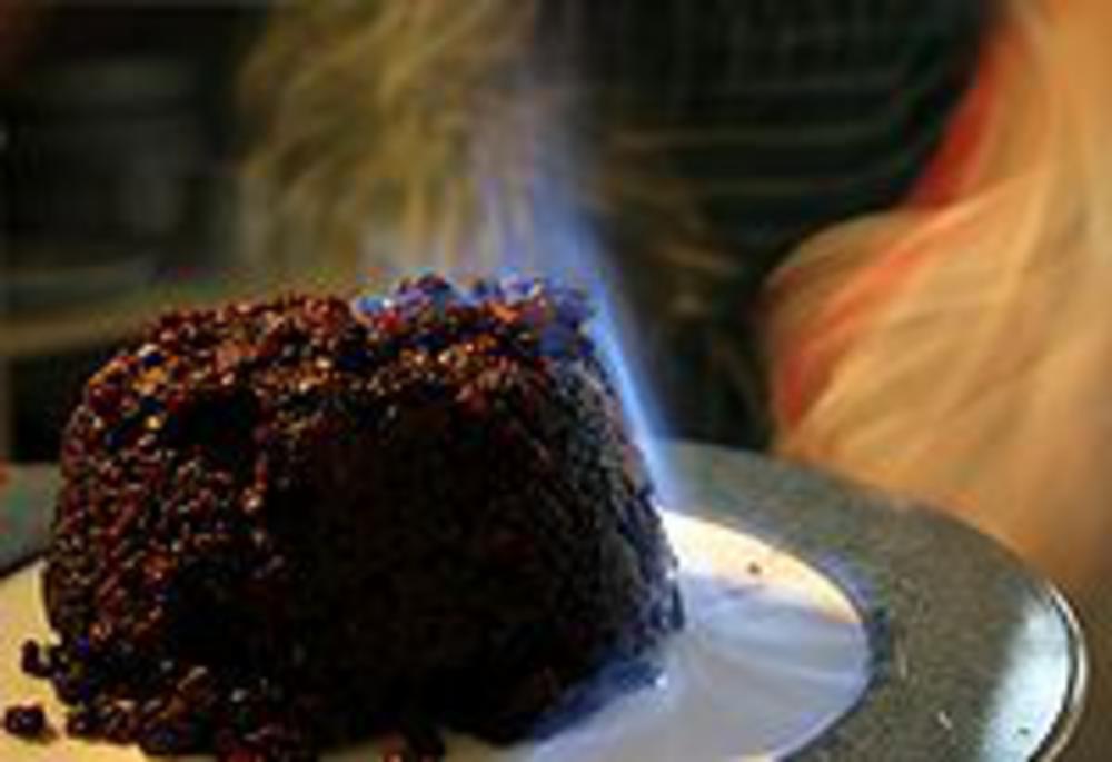 flaming pudding